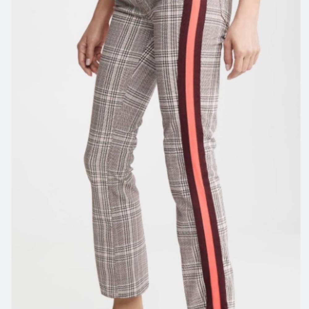 EUC MOTHER The Insider Plaid Jeans with Orange & Plum Side Stripes Size 27 - Picture 5 of 16